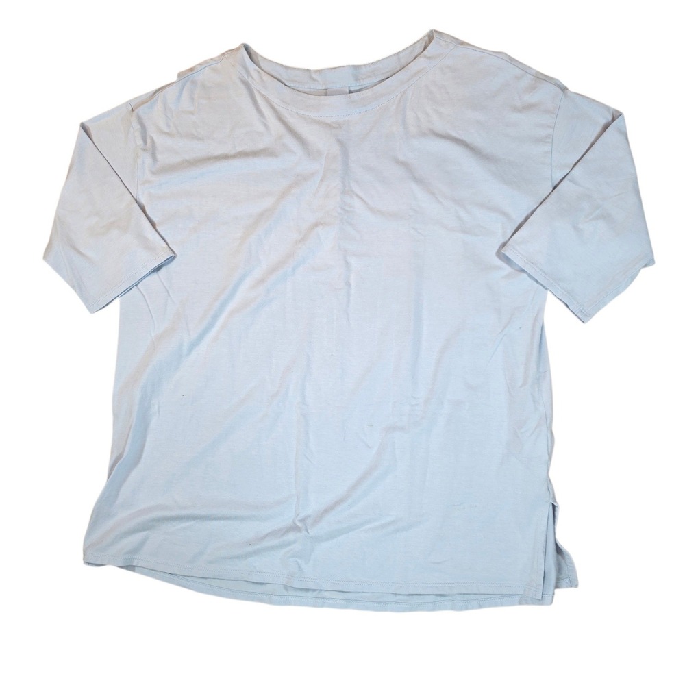 J. Jill‎ Luxe Supima Pleat-Back Tunic Light Blue Cotton Blend Petite Large L P